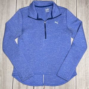 Puma Women’s Size Medium Half Zip Warm Cell Active Pullover Quilted Zig Zag Blue